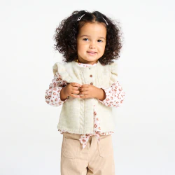 Baby girls' white sleeveless knitted cardigan