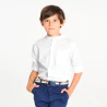 Boy's plain white Henley collar shirt