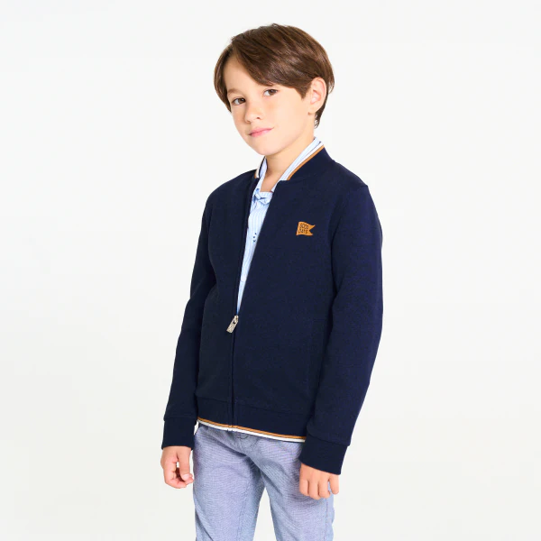 Letterman-style zipped sweatshirt