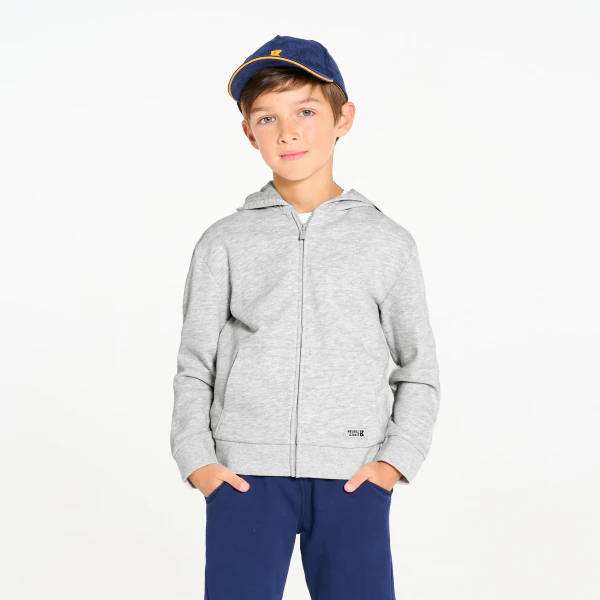 Boy's grey zip-up hoodie