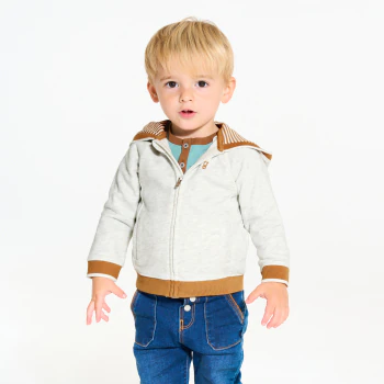 Baby boy's grey fleece zip-up hoodie